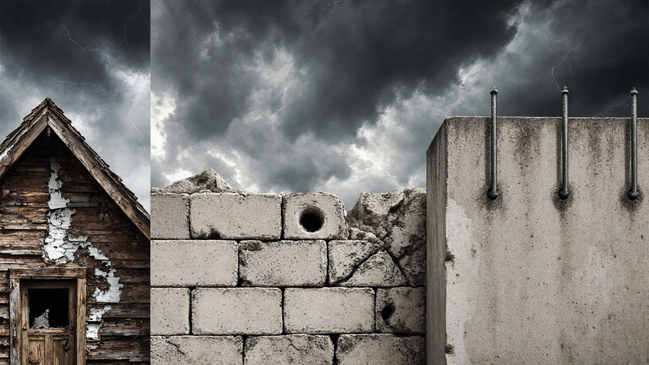 Сравнение материалов: дерево, газобетон и бетон — устойчивость против разрушения.