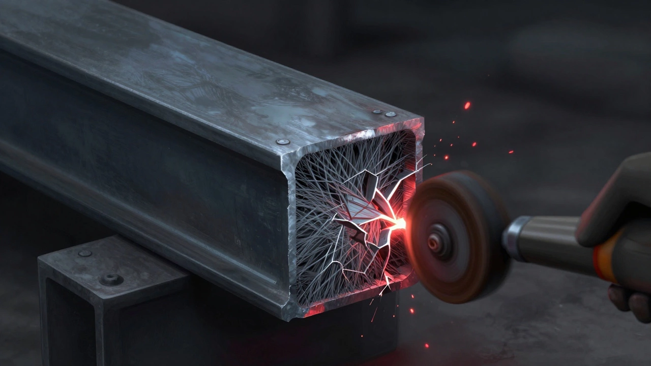 Разрушение сварного шва из-за удаления прочного слоя металла.