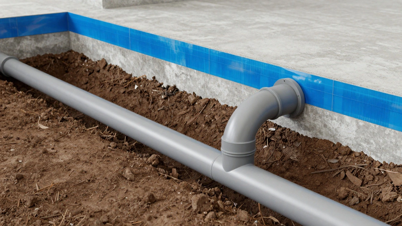 Схема прокладки труб канализации и водопровода под фундаментом