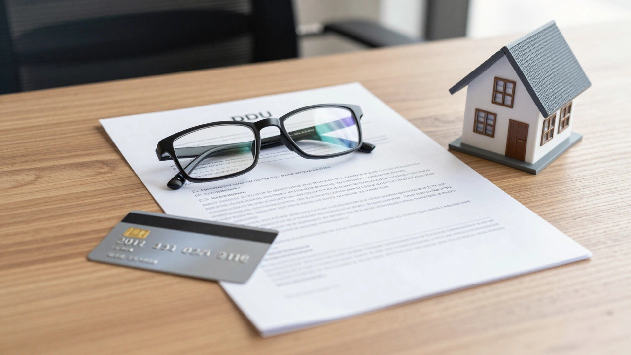 Юридический договор купли-продажи квартиры с банковской картой и моделью дома